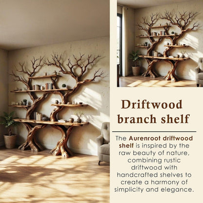 Solid Wood Tree Branch Bookshelf Driftwood Sculpture Art