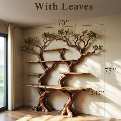 Solid Wood Tree Branch Bookshelf Driftwood Sculpture Art
